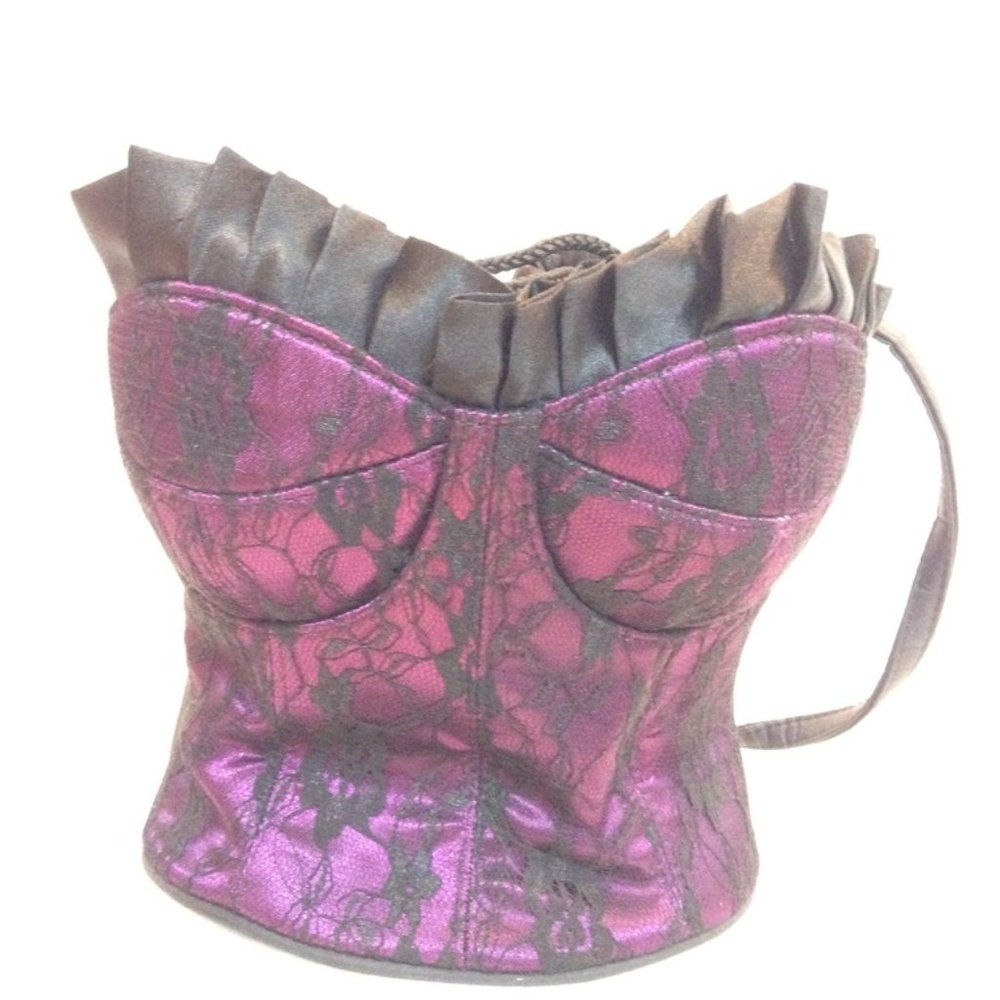 Far Nine Black and Purple Bustier Purse